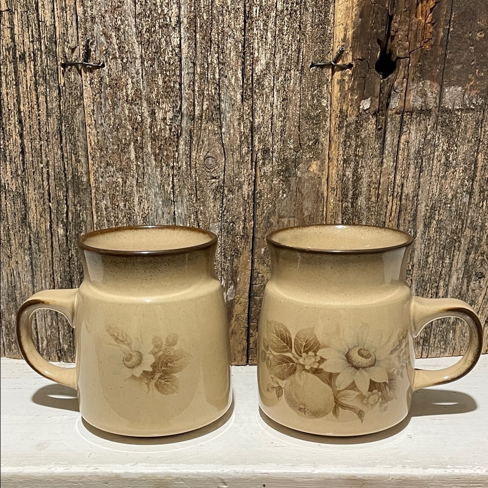 Denby | Memories | Handcrafted | Fine Stoneware | Vintage | Floral | Mugs | Pair
